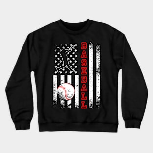 Baseball Lover American Flag Baseball Team Vintage Crewneck Sweatshirt